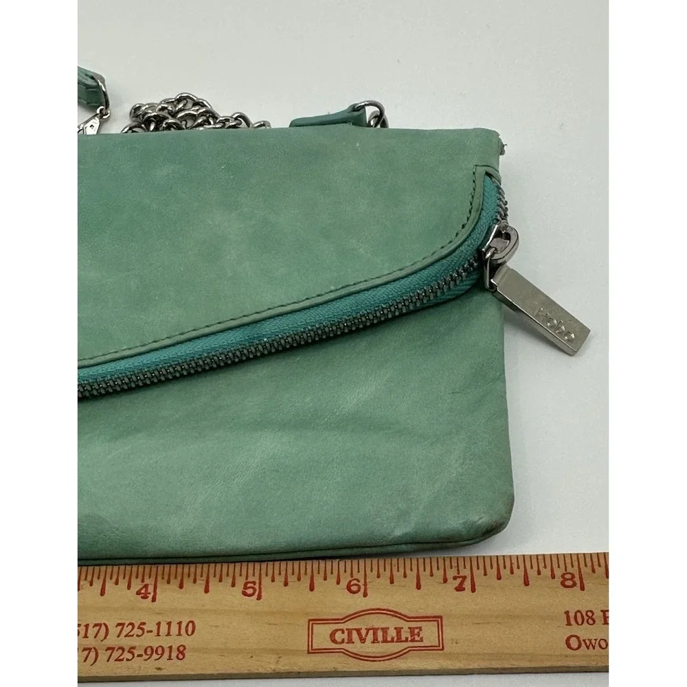 Hobo Bag The Original Daria Leather Crossbody‎ Embossed Aqua Silver Chain Strap